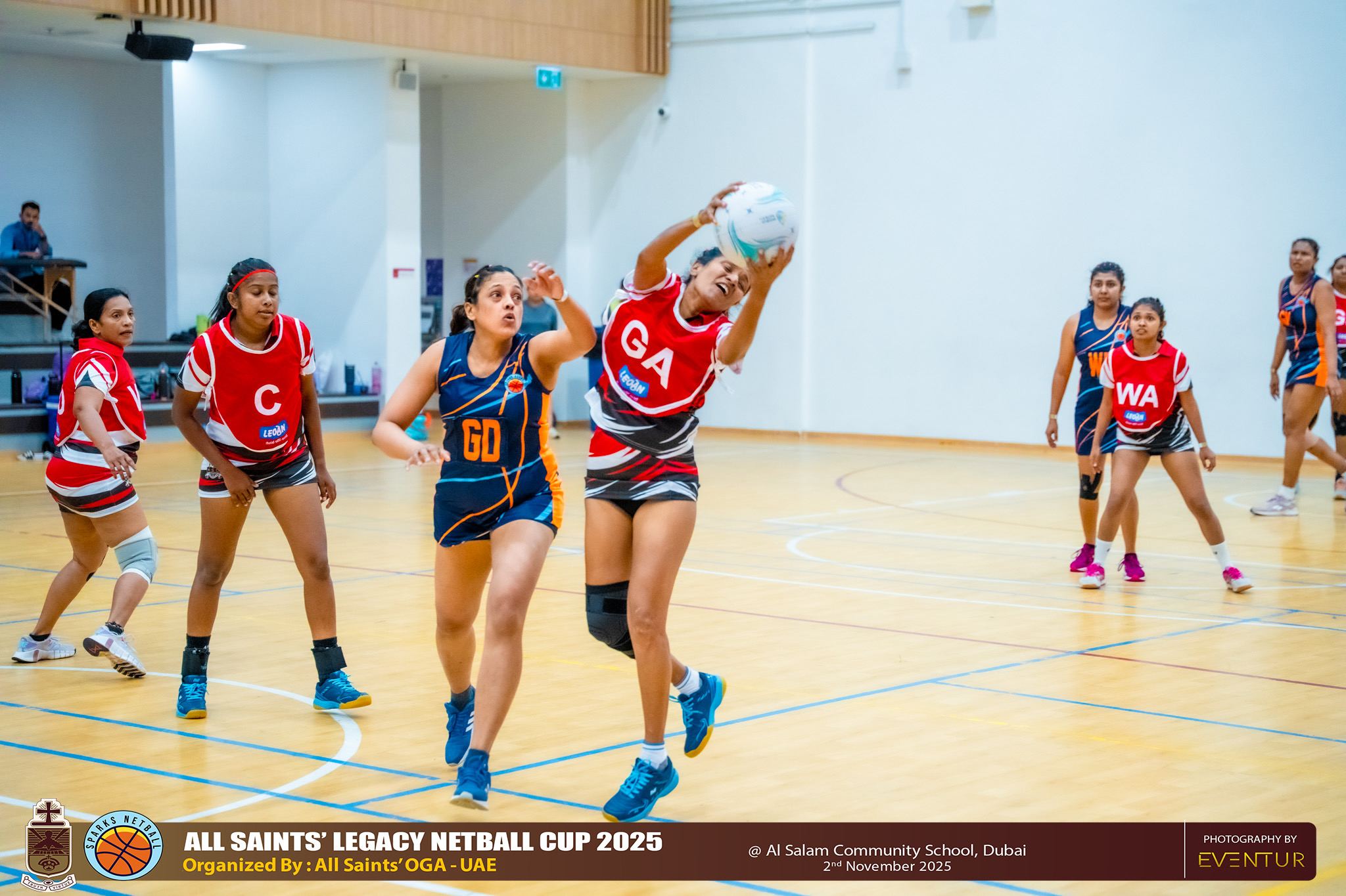 Sparks Netball player making a dynamic play during a tournament